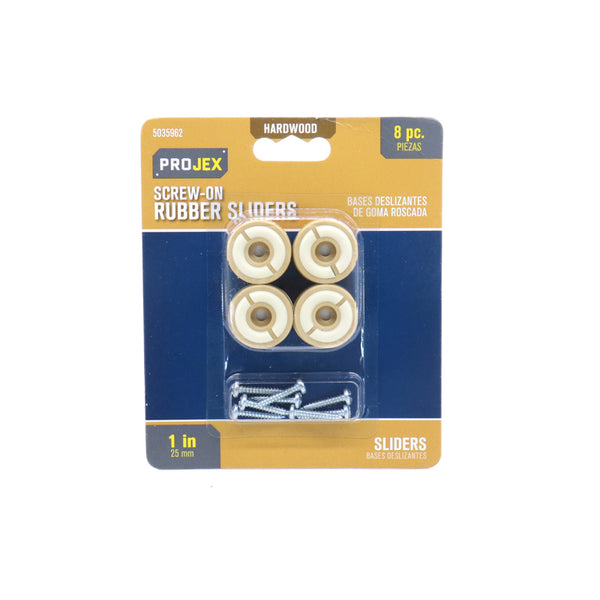 Deslizadores de silla de goma atornillables Projex Beige de 1 pulg., paquete de 8