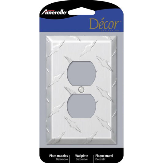 Amerelle Diamond Magnesium 1 gang Stamped Aluminum Duplex Outlet Wall Plate 1 pk