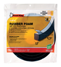 Frost King Black Rubber Foam Weather Seal For Doors and Windows 10 ft. L X 0.57 in.
