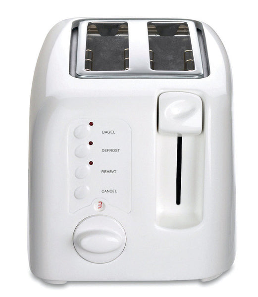Tostadora Cuisinart de plástico blanco con 2 ranuras, 7,2 pulgadas de alto x 6,5 pulgadas de ancho x 11 pulgadas de profundidad
