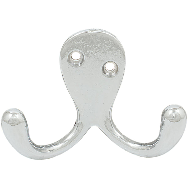 Double Robe Hook, 2-1/8" High, 1" Projection, Polished Chrome by Stone Harbor Hardware