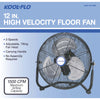 Kool-Flo 12 Dia. in. Blade Powder Coated Black Metal 3-Speed Electric High Velocity Fan