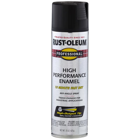 Rust-Oleum Professional Flat Black Spray Paint 15 oz. (Pack of 6)
