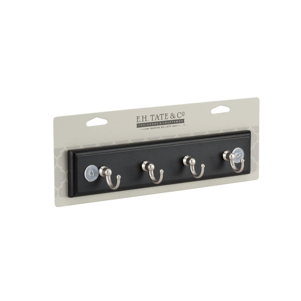 E.H. Tate & Co. 8.75 in. L Satin Nickel Black Zinc Traditional Key Rack 1 pk