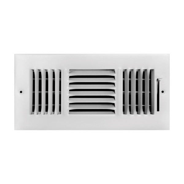 Registro de pared/techo de acero blanco con recubrimiento en polvo de 3 vías de 4 pulg. de alto x 10 pulg. de ancho de Tru Aire