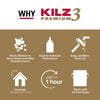 KILZ 3 Premium White Flat Water-Based Stain Blocking Primer 1 qt (Pack of 6)