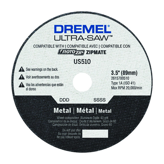 Dremel Ultra-Saw 3-1/2 in. D X 1/2 in. Aluminum Oxide Metal Cutting Wheel 1 pc