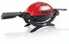 Weber Q1200 Series Gas Grill Red 1 Burner 8500 BTU Liquid Propane with Side Shelves