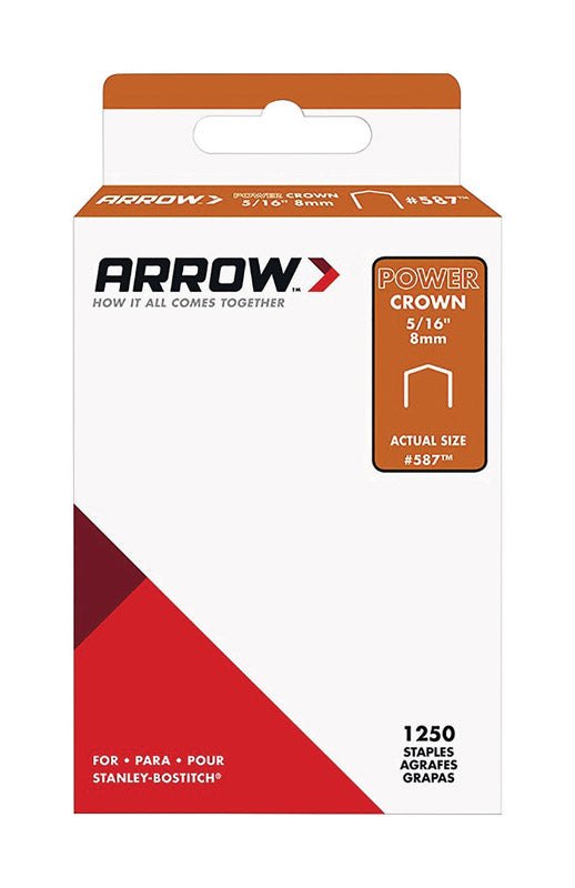 Arrow #587 3/8 in. W X 5/16 in. L 18 Ga. Power Crown Standard Staples 1250 pk