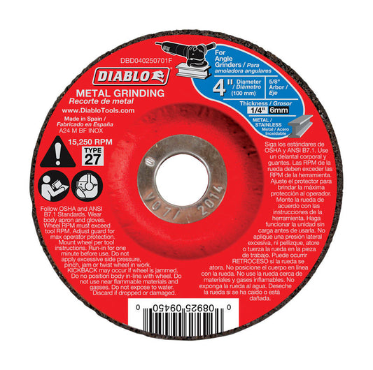 Diablo 4 in. D X 5/8 in. Aluminum Oxide Metal Grinding Disc 1 pc