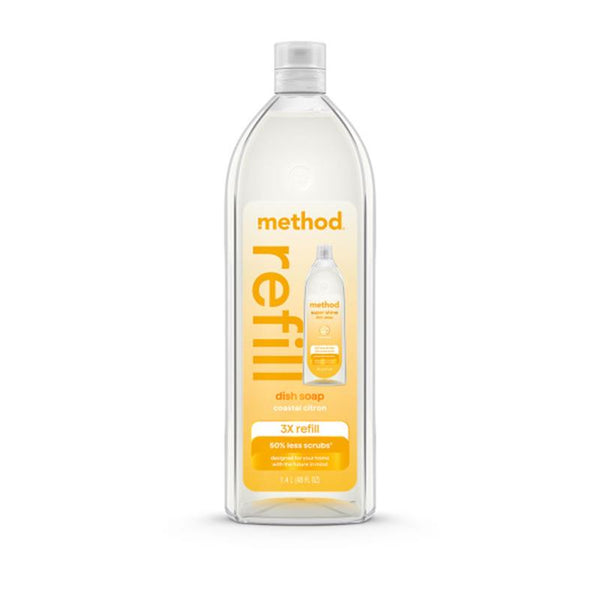 Recarga de jabón líquido para platos Method Super Shine, fragancia Coastal Citron, 48 oz, 1 unidad (paquete de 3)