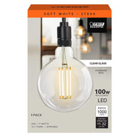 Feit G40 E26 (Medium) Filament LED Bulb Soft White 100 Watt Equivalence 1 pk (Pack of 2)