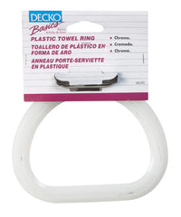 DECKO Chrome Silver/White Towel Ring Plastic/Steel - Deal of The Week
