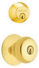 Schlage Plymouth Bright Brass Knob and Double Cylinder Deadbolt 1-3/4 in.