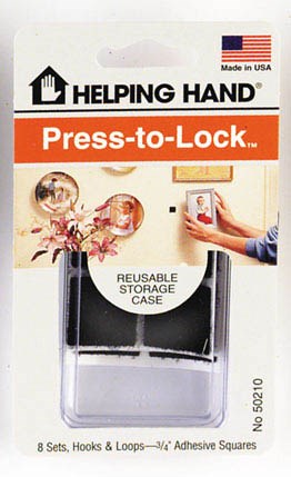 Helping Hand 50210 3/4" Press-To-Lock™ Hooks & Loops Adhesive Squares (Pack of 3)