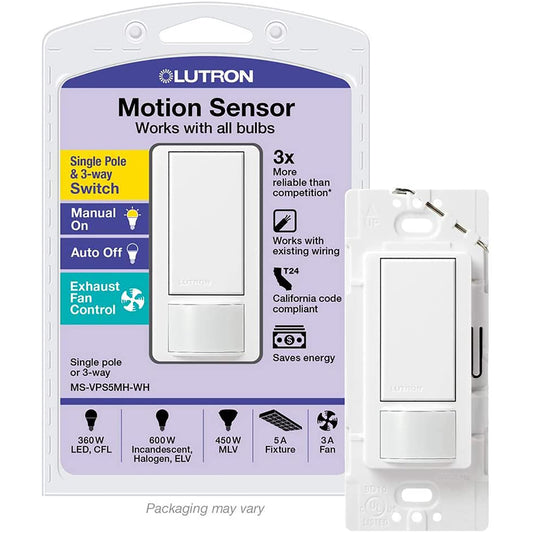 Lutron 5 amps Single Pole Sensor Alarm/Sensor Switch White 1 pk