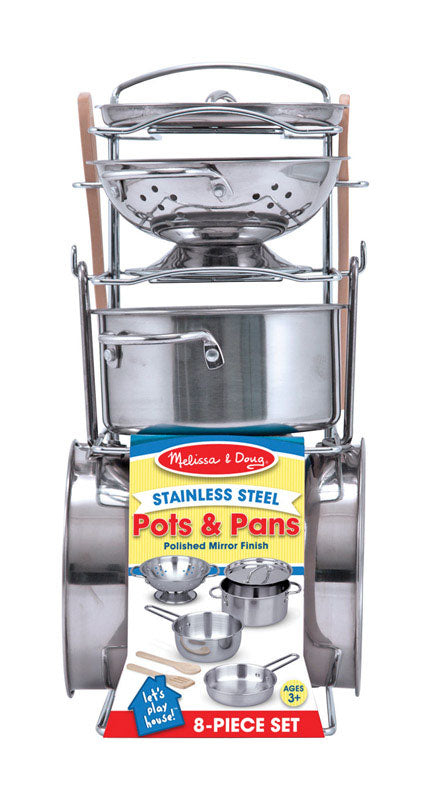 Melissa & Doug Let's Play House Stainless Steel Pots Stainless Steel Silver 8 pc