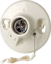 Leviton Porcelain Incandescent Medium Base Pull Chain Socket w/Outlet 1 pk