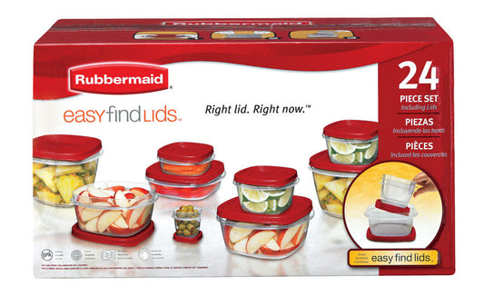 Rubbermaid Clear Plastic Square BPA-Free Assorted Food Storage Container Set