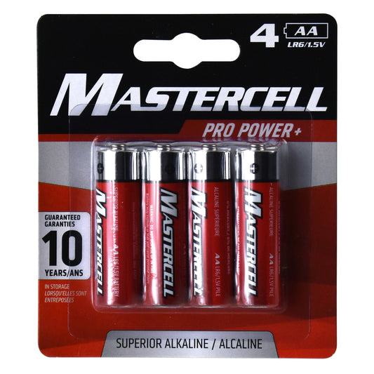 Mastercell Pro Power AA Alkaline Batteries 4 pk Carded (Pack of 10)