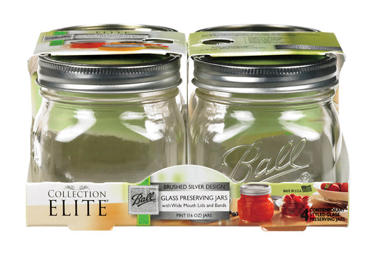 Ball Collection Elite Wide Mouth Canning Jar 1 pt. 4 pk (Pack of 4)
