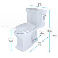 TOTO® Promenade® II One-Piece Elongated 1.28 GPF Universal Height Toilet with CEFIONTECT and Right-Hand Trip Lever, Cotton White - MS814224CEFRG#01