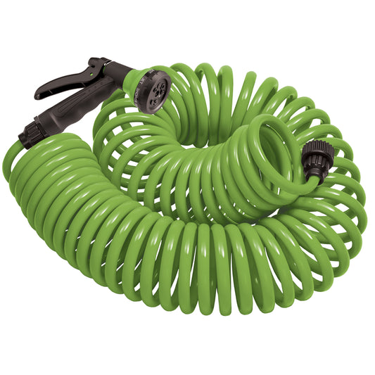 Orbit Comfort Grip ABS Thread Lime Coil Hose 50 ft. with 8-Pattern Nozzle