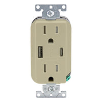 Leviton Decora 15 amps 125 V Type A/C Duplex Ivory Outlet and USB Charger 5-15R 1 pk