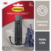 Command Strips 17036mb-Es Large Matte Black Decorative Double Hook With Command Adhesive Strip