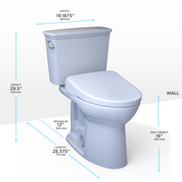 TOTO® Drake® Transitional WASHLET®+ Two-Piece Elongated 1.28 GPF Universal Height TORNADO FLUSH® Toilet with S7A Contemporary Bidet Seat, Cotton White - MW7864736CEFG#01