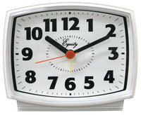 Equity White Case Electric Analog Ascending Snooze Alarm Clock 4 in. with Lighted Dial