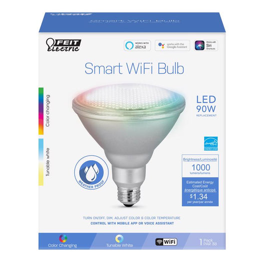 Feit Smart Home PAR38 E26 (Medium) Smart-Enabled LED Smart Bulb Color Changing 90 Watt Equivalence 1
