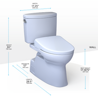 TOTO® WASHLET®+ Vespin® II Two-Piece Elongated 1.28 GPF Toilet and WASHLET®+ S7 Contemporary Bidet Seat, Cotton White - MW4744726CEFG#01