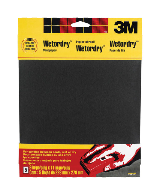 3M 11 in. L x 9 in. W 600 Grit Silicon Carbide Sandpaper 5 pk (Pack of 10)