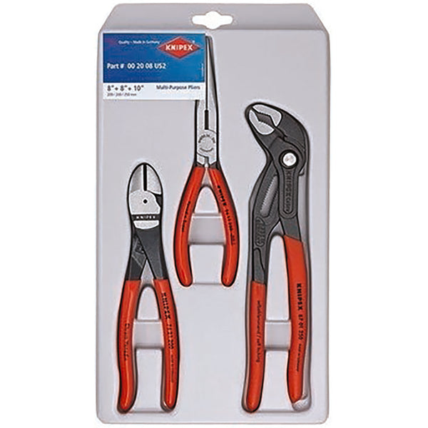 Juego Knipex de 3 piezas de alicates universales de acero al cromo vanadio con Cobra