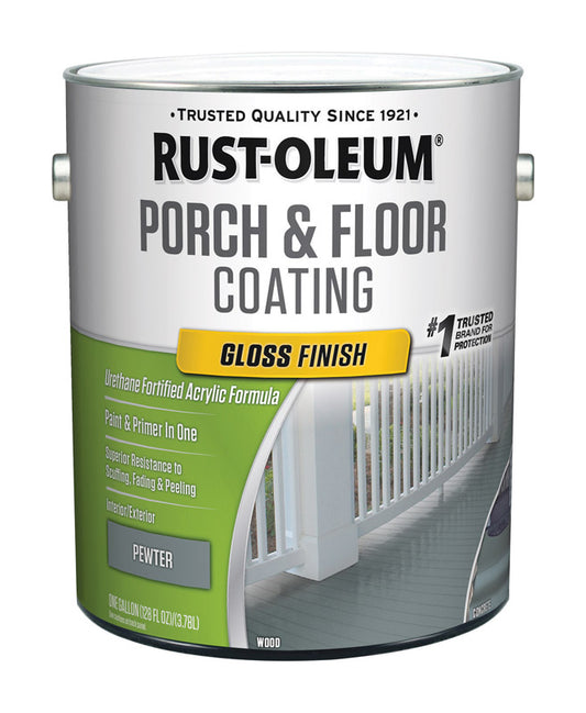 Rust-Oleum Porch & Floor Gloss Pewter Porch and Floor Paint+Primer 1 gal (Pack of 2).