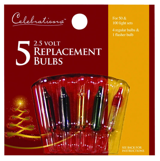 Celebrations Mini Incandescent Christmas Light Bulbs Multicolored 5 lights (Pack of 25)
