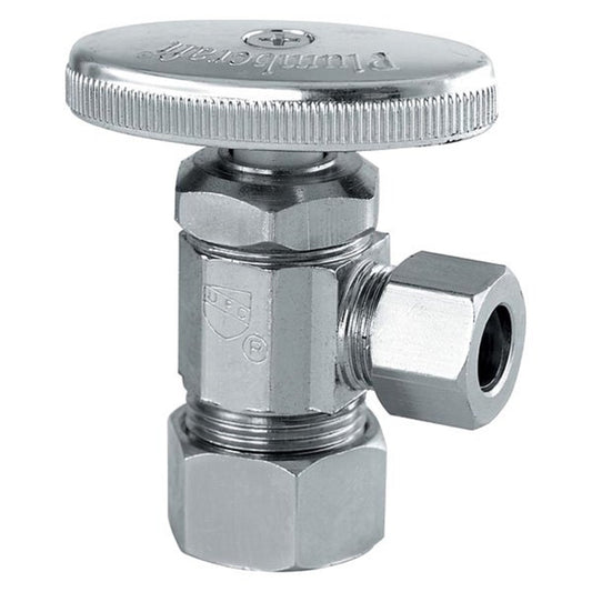 PlumbCraft 5/8 in. Compression in. X 3/8 in. Compression Chrome Plated Angle Valve