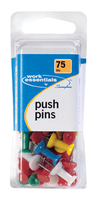 Work Essentials S7071751 Push Pins Assorted Colored (Pack of 4)