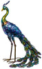 Alpine Multicolored Iron 27 in. H Peacock Statue