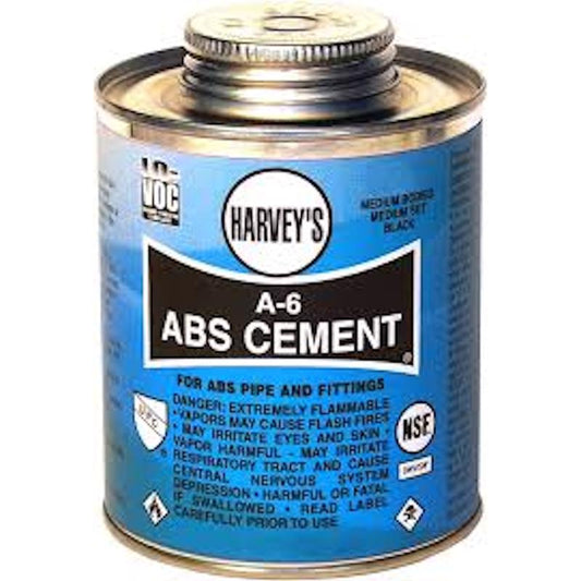 Harvey's A-6 Black Cement For ABS 8 oz