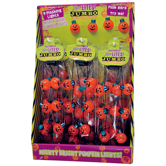 DM Merchandising Lotsa Lights Halloween Jumbo Light Up Pumpkin Necklace Metal/Plastic 1 pk (Pack of 12)