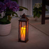 Smart Living 16 in. Glass/Metal Siena LED Candle Lantern Bronze (Pack of 2)