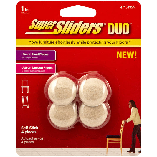 SuperSliders Felt Self Adhesive Protective Pad Beige Round 1 in. W X 1 in. L 4 pk