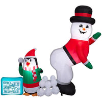 Gemmy Airblown LED Snowman Humor Scene 6 ft. Inflatable