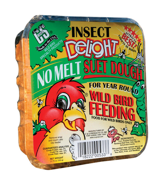 C&S Products Insect Delight Assorted Species Wild Bird Food Beef Suet 11.75 oz. (Pack of 12)