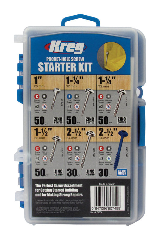 Kreg No. 2 X Assorted in. L Square Pocket-Hole Screw Kit 260 pk