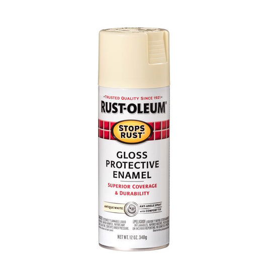 Rust-Oleum Stops Rust Gloss Antique White Spray Paint 12 oz.