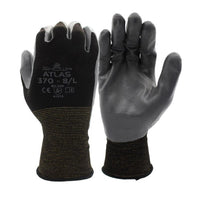 SHOWA ATLAS 370B Unisex Indoor/Outdoor Dipped Work Gloves Black/Gray M 1 pair
