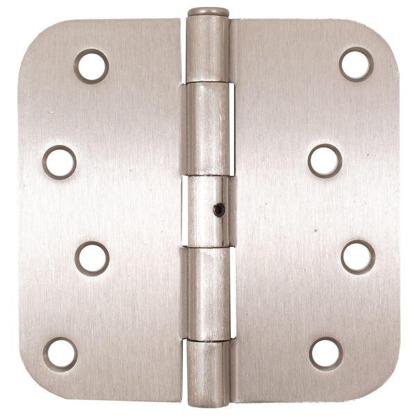 Bisagra estándar, pasador no extraíble, 4 pulgadas, esquina de radio de 5/8", paquete de 2, níquel satinado de Stone Harbor Hardware